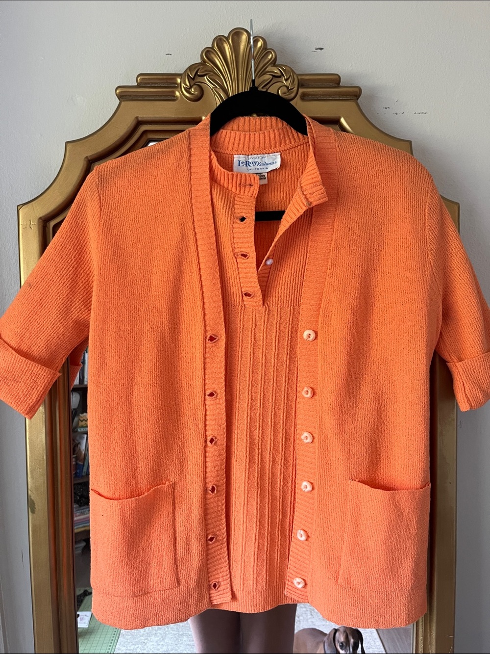 LeRoy Knit Short Sleeve Cardigan Top in Vibrant Orange